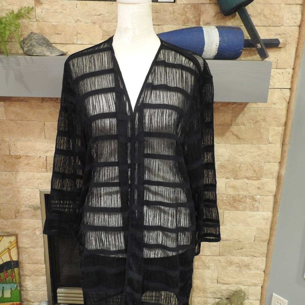 Chico's Navy Sheer Cardigan. Size 2